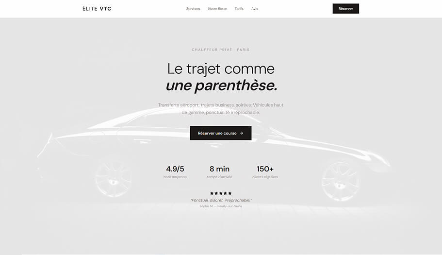 Site Élite VTC - Chauffeur privé Paris